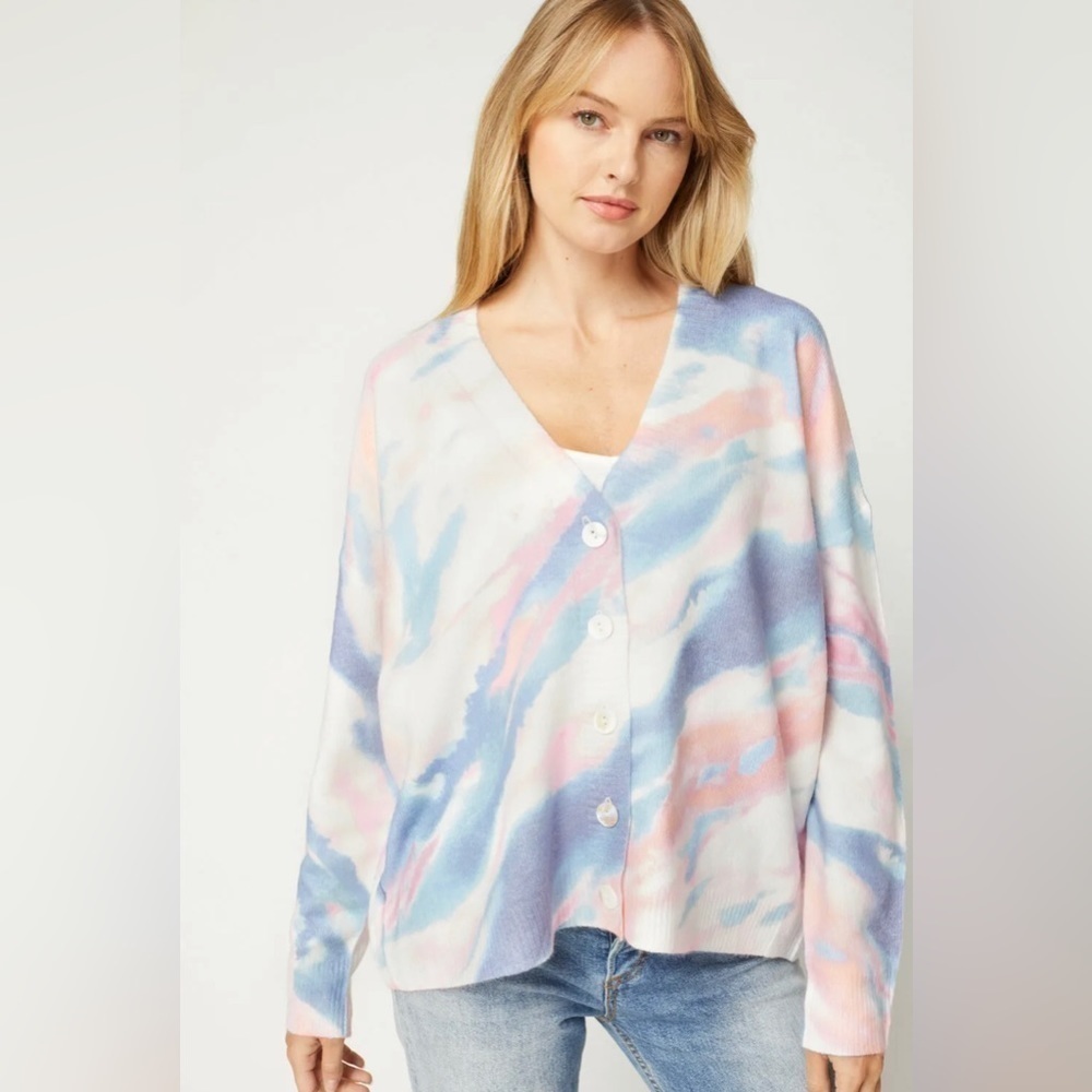 Entro Cotton Candy Tie Die Oversized Button Down Cardigan